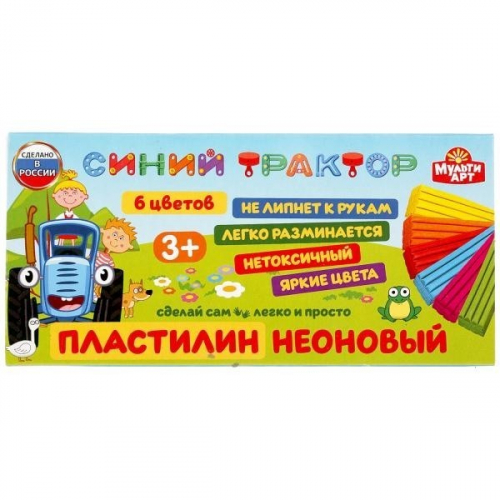 Пластилин 6цв Синий трактор неон MODCLAY-NEON-6-90G-BT в Нижнем Новгороде