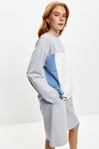 Костюм (Шорты+Свитшот) EZANNA, 1127820 W1Ks399F2 Серый/Белый/Голубой
