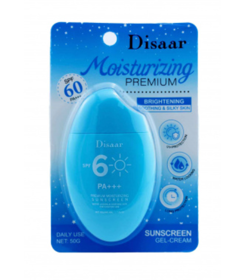 Солнцезащитный крем- гель для лица с гиалуроновой кислотой Disaar SPF 60+, 50 г