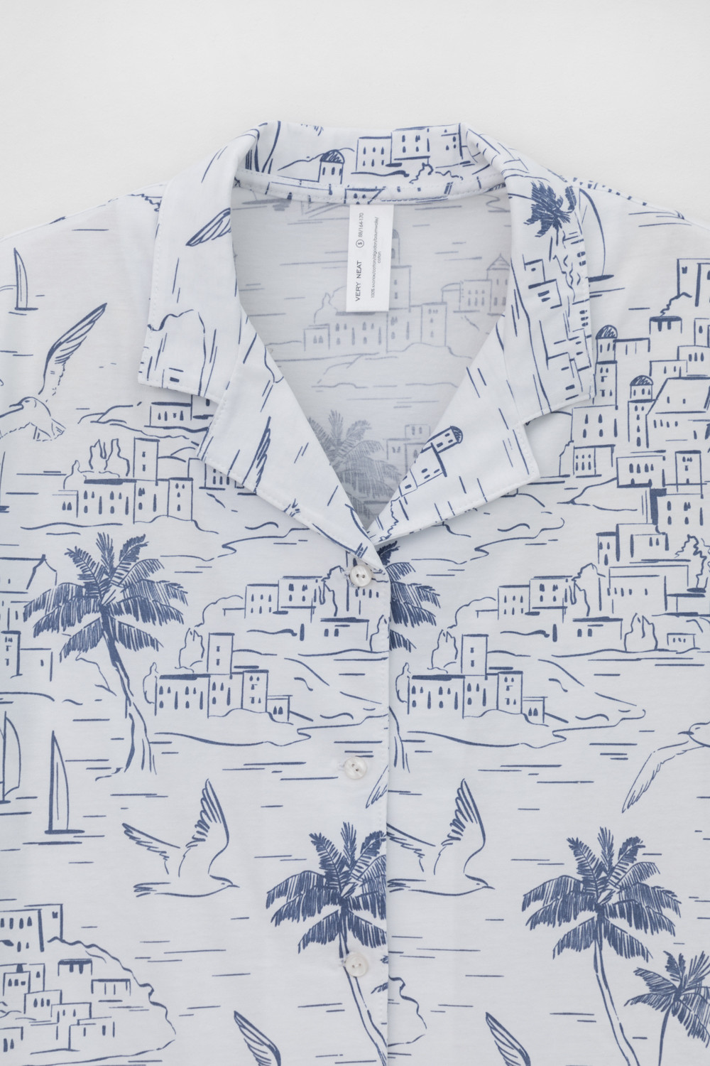 VN Рубашка Е 30082 белый, морской пейзаж VN