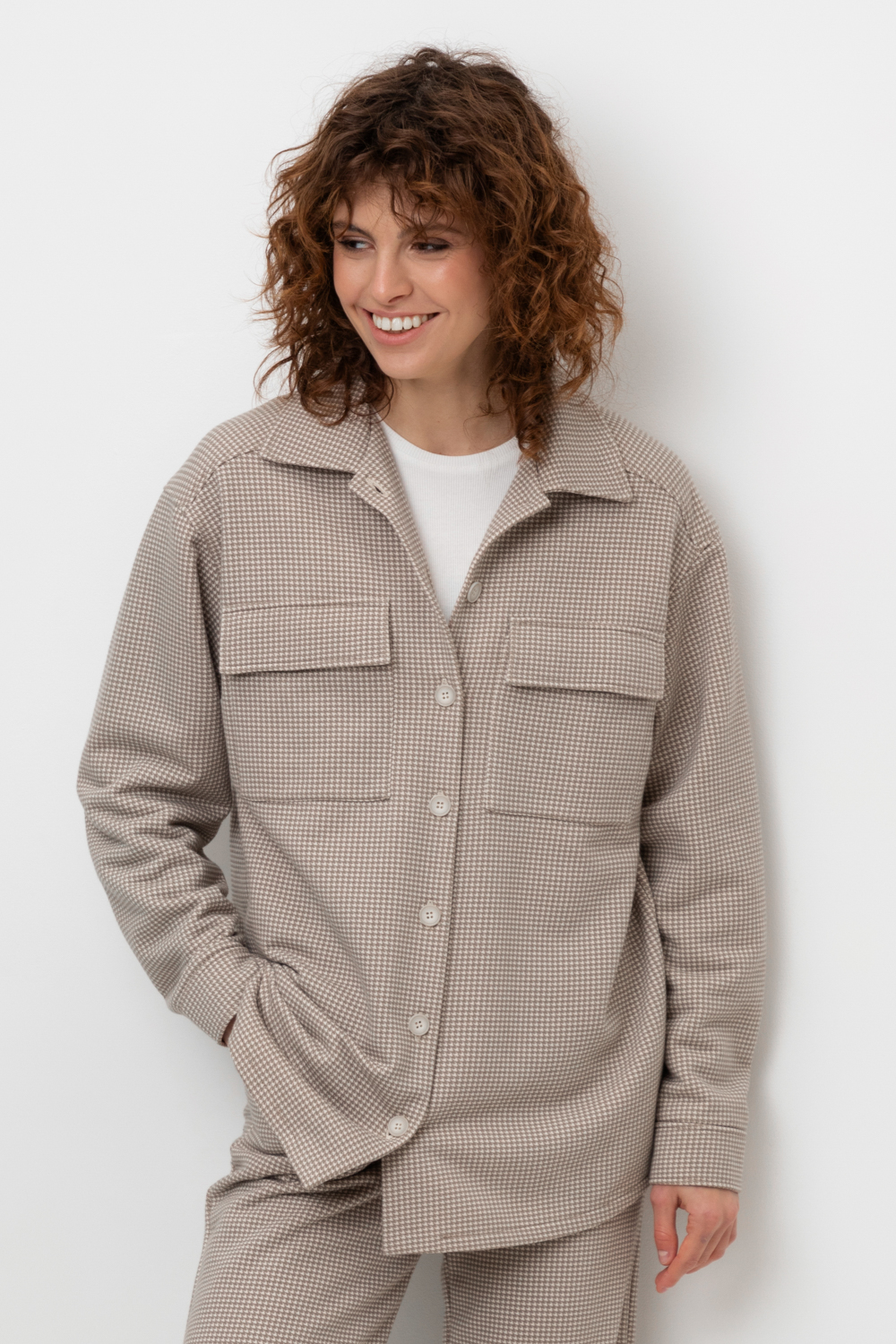 VN Рубашка ЕВТ 3254 светлый беж, гусиная лапка VN