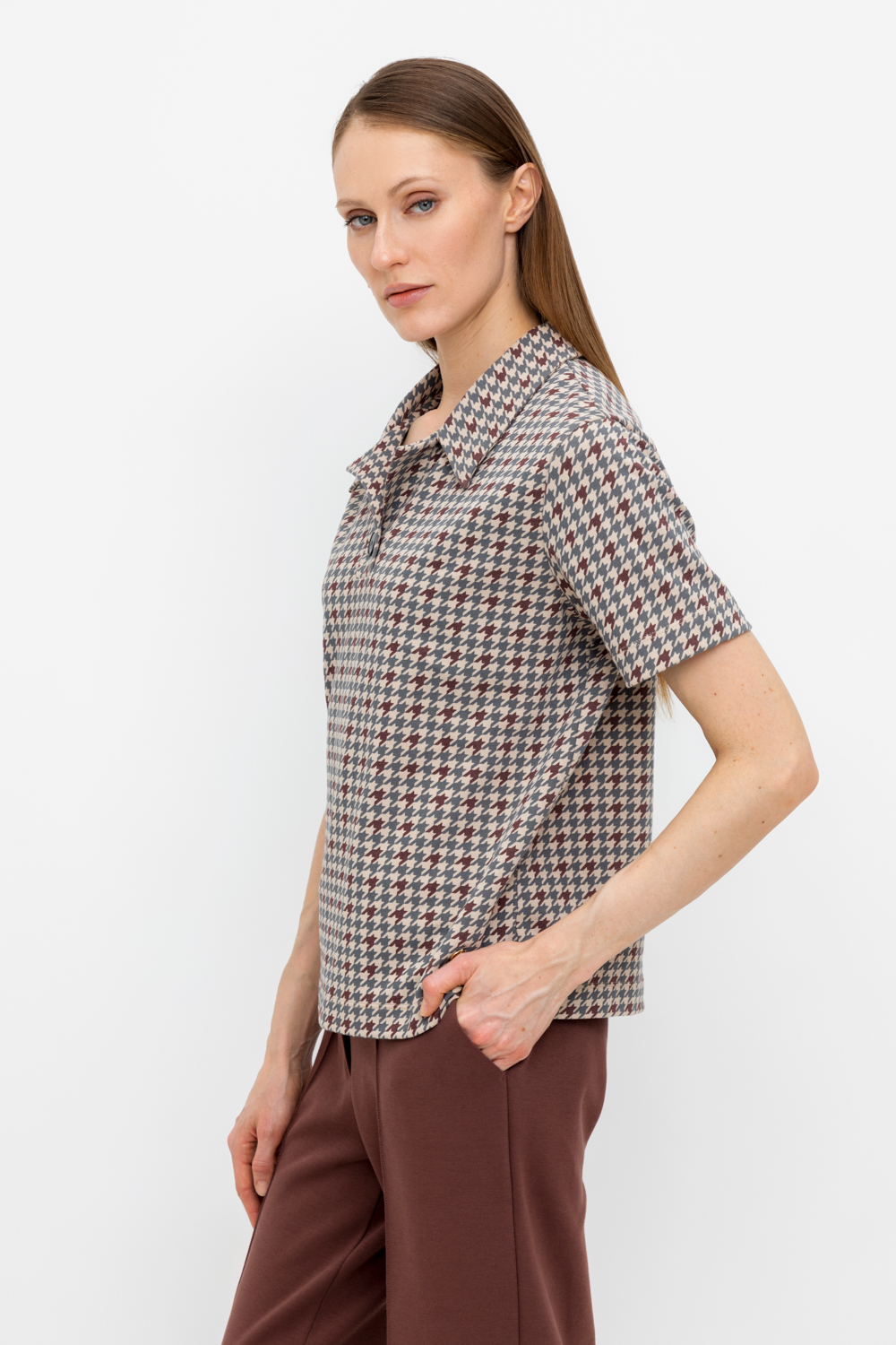 VN Фуфайка ЕВТ 3242 тем.бежевый, гусиная лапка VN