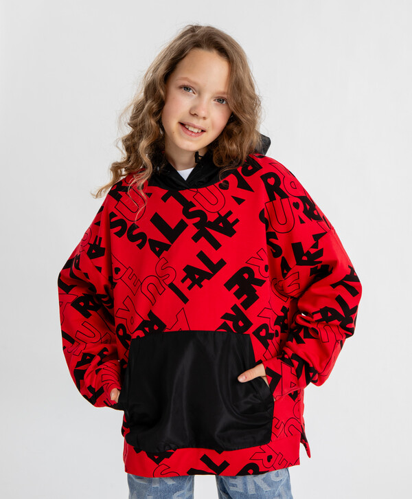 1625 р. 2500 р. Худи с принтом с капюшоном красное для девочки Button Blue