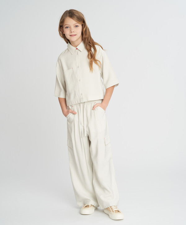 1960 р.  2800 р.  Брюки палаццо для девочки серые с карманами Button Blue