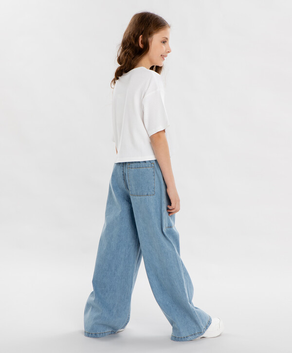 1720 р. 2150 р. Джинсы relaxed fit с карманами голубые для девочки Button Blue