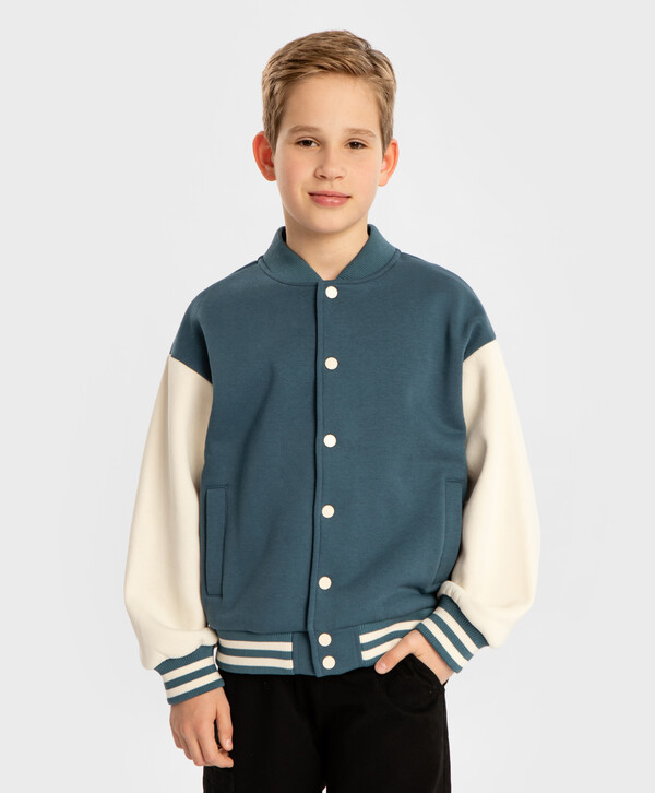 1400 р. 2000 р. Бомбер утепленный на кнопках голубой детский Button Blue