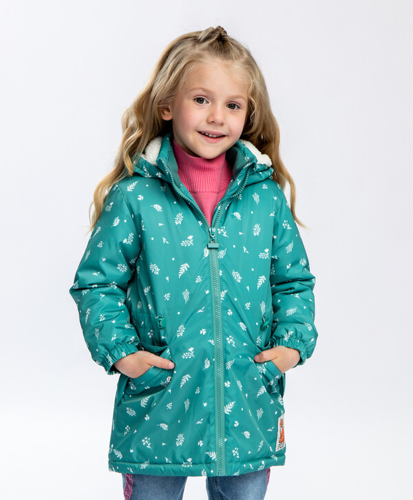 3040 р. 3800 р. Полупальто с меховой подкладкой зеленое Button Blue