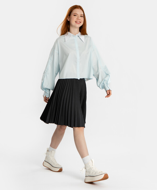 Юбка плиссе с эффектом гофре серая Button Blue