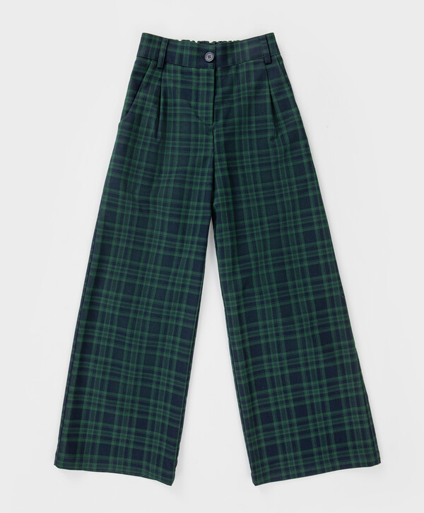 Брюки в клетку с защипами Button Blue