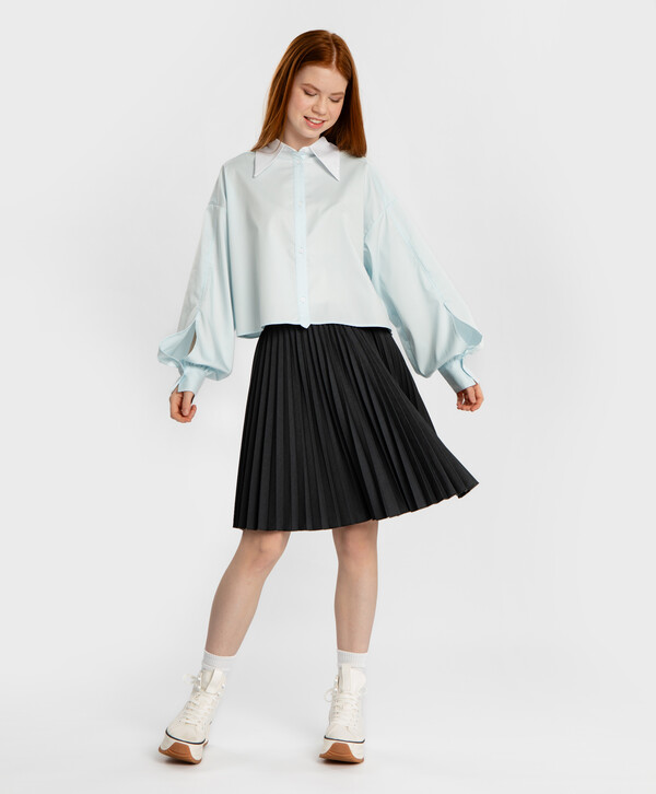 Юбка плиссе с эффектом гофре серая Button Blue