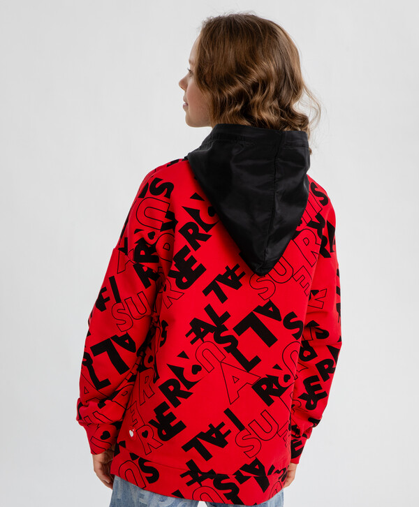 1625 р. 2500 р. Худи с принтом с капюшоном красное для девочки Button Blue