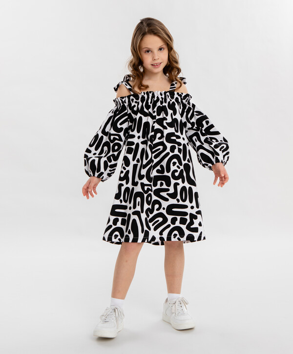 1528 р. 2350 р. Сарафан с принтом чёрно-белый для девочки Button Blue