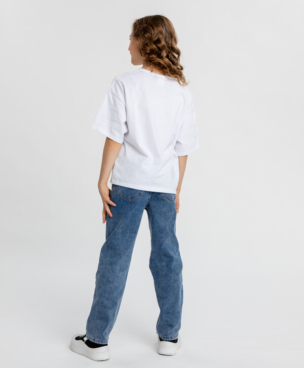 1840 р. 2300 р. Джинсы straight fit синие для девочки Button Blue