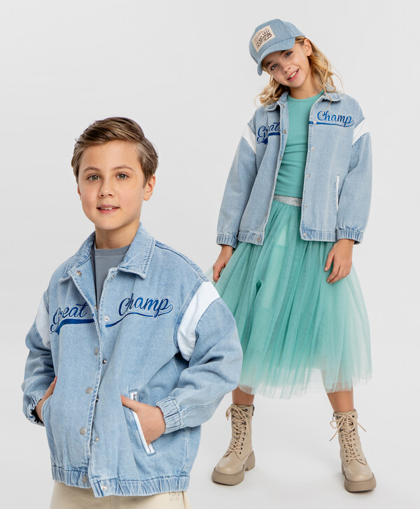 2480 р. 3100 р. Джинсовая куртка оверсайз голубая детская Button Blue