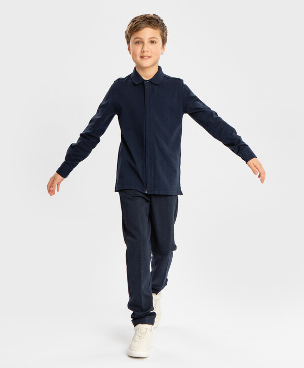 Сорочка трикотажная на молнии синяя Button Blue