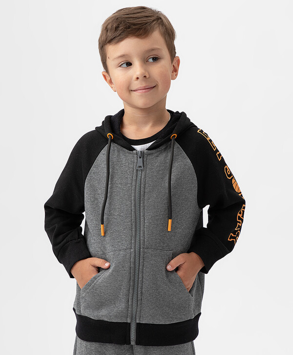 1073 р.  1650 р.  Толстовка на молнии с капюшоном и карманами серая Button Blue