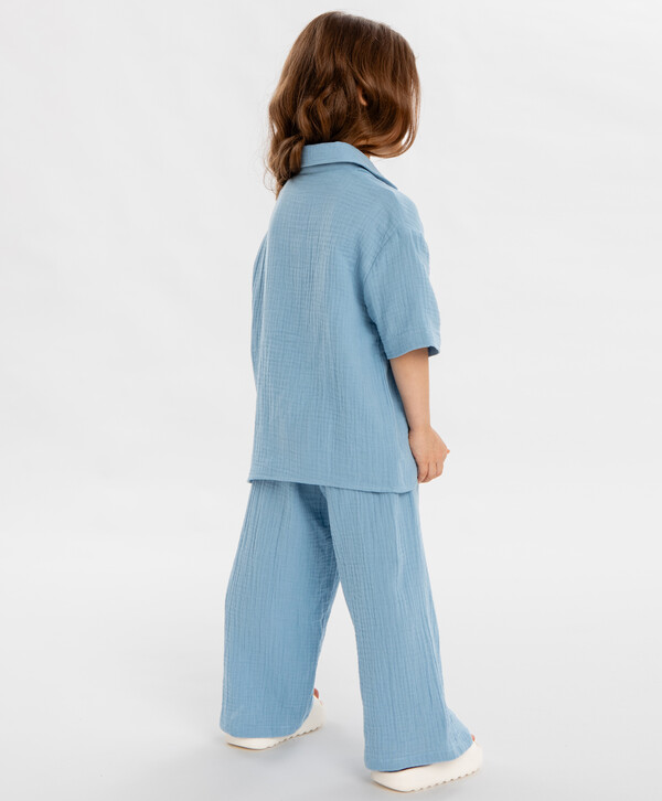 1080 р. 1350 р. Брюки текстильные голубые для девочки Button Blue