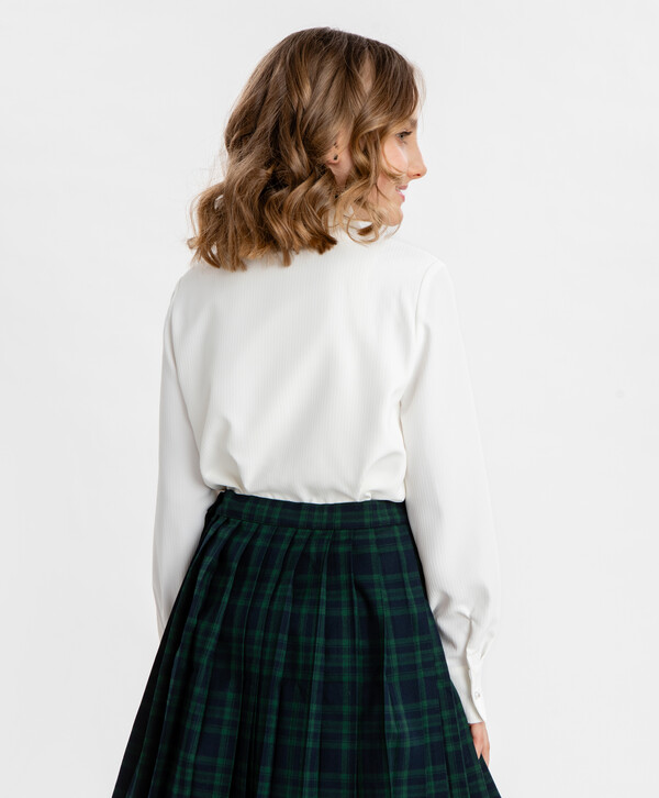 1170 р. 1800 р. Блузка с длинным рукавом в мелкую клетку молочная Button Blue