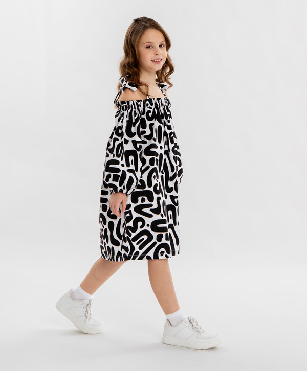 1528 р. 2350 р. Сарафан с принтом чёрно-белый для девочки Button Blue