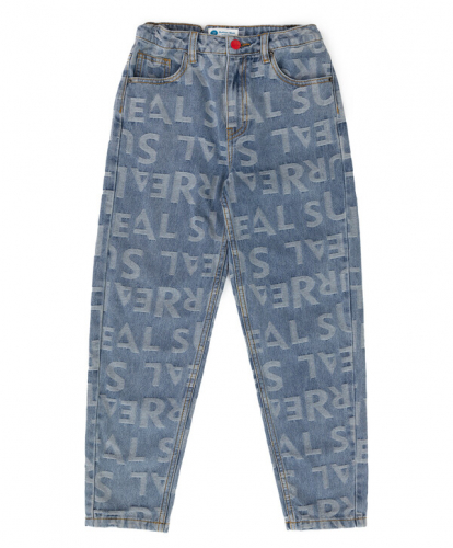 1840 р.  2300 р.  Джинсы mom fit из с принтом для девочки Button Blue