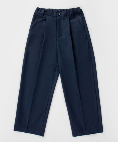 Брюки прямого кроя с защипами синие Button Blue
