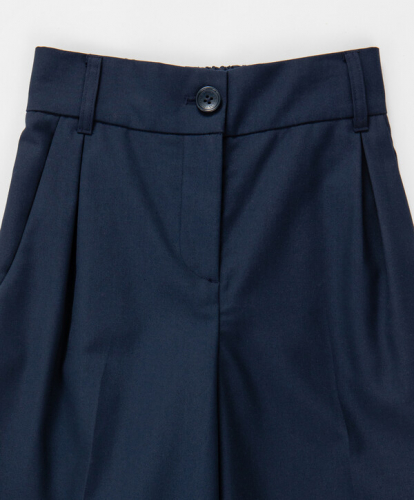 Брюки палаццо прямые с защипами синие Button Blue
