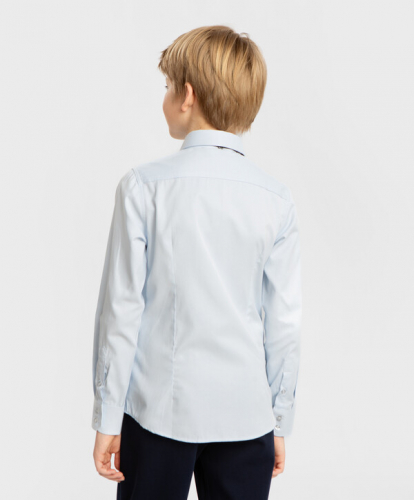 Сорочка из фактурного текстиля в ромбик голубая Button Blue