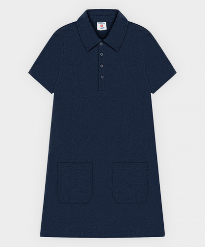 Платье с коротким рукавом и накладными карманами синее Button Blue