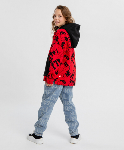 1840 р.  2300 р.  Джинсы mom fit из с принтом для девочки Button Blue