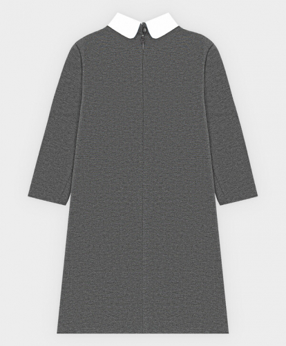 Платье с рукавом 3/4 и декоративным бантом серое из плотного трикотажа Button Blue