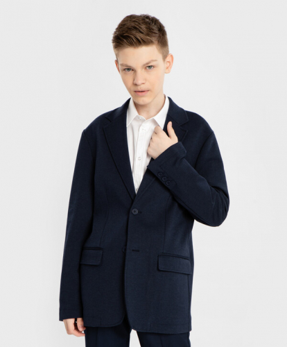 Пиджак однобортный с лацканами для мальчика синий Button Blue