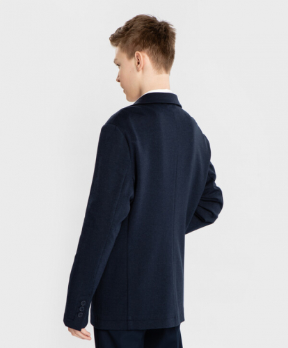 Пиджак однобортный с лацканами для мальчика синий Button Blue