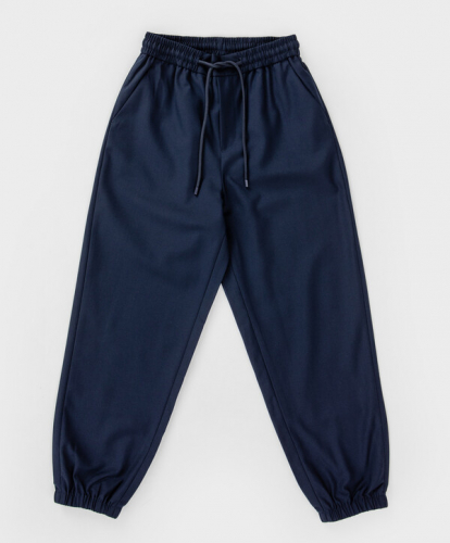 Брюки джоггеры из костюмной ткани синие Button Blue