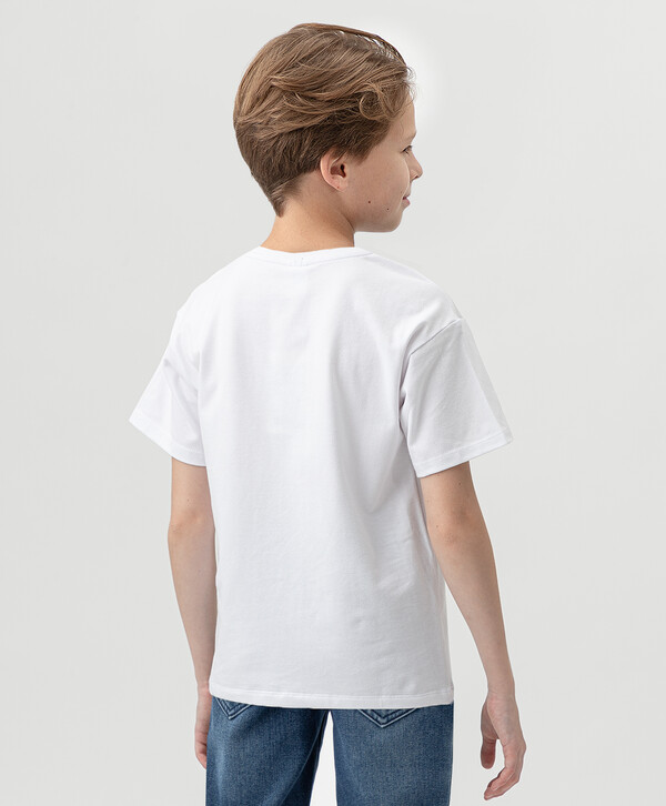 390 р.  600 р.  Футболка хлопковая с принтом белая Button Blue