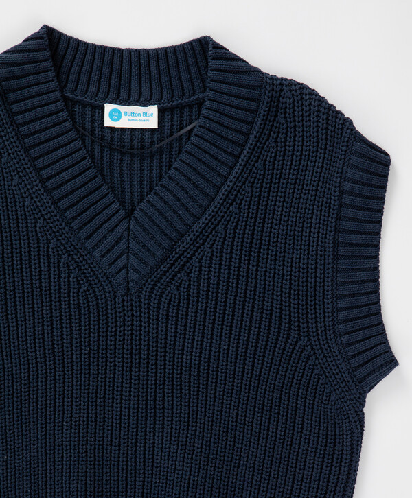 Жилет крупной вязки синий Button Blue