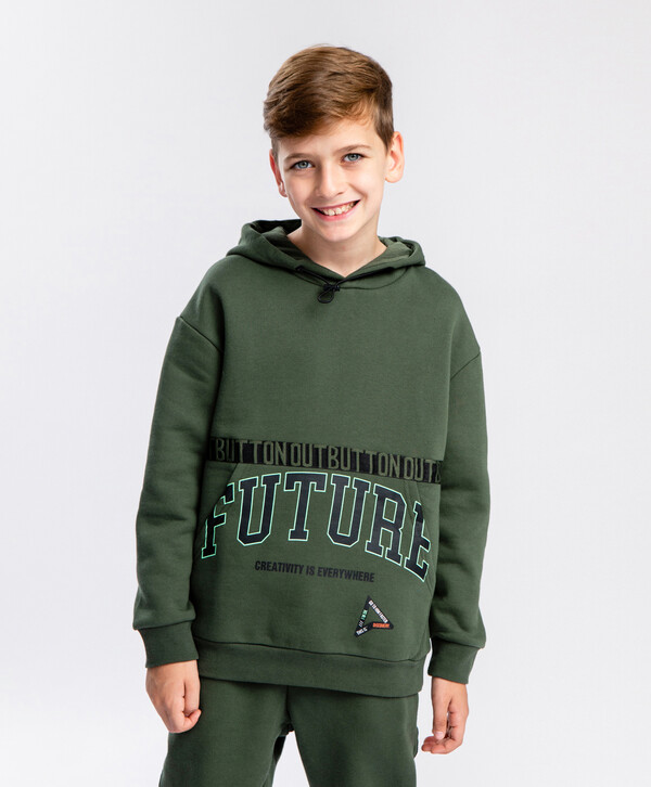 1480 р.  1850 р.  Толстовка с капюшоном цвета хаки Button Blue