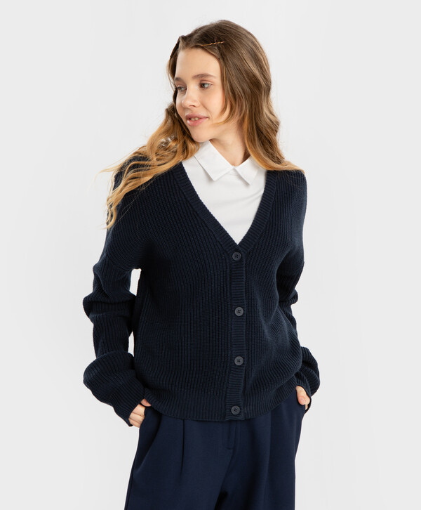 Кардиган укороченный синий Button Blue