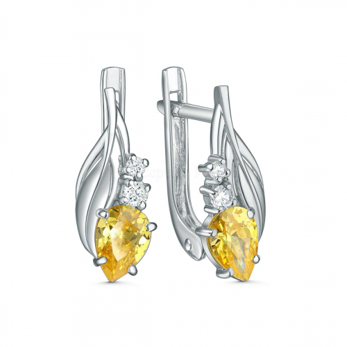 Серьги из серебра с фианитами родированные 2-4091-001