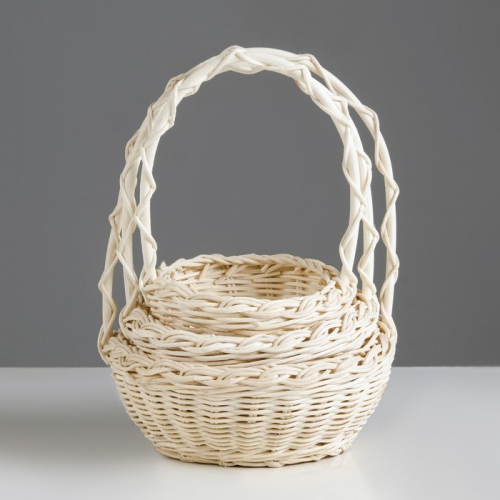 Набор плетёных корзин, 3 шт.: 9×21, 15×19, 12×16 см, ротанг, МИКС