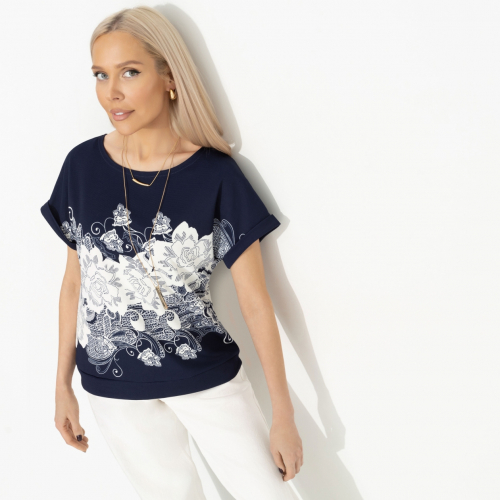 СТ.ЦЕНА 1350 руб//Футболка свободной посадки, Жду чудо (floral print)