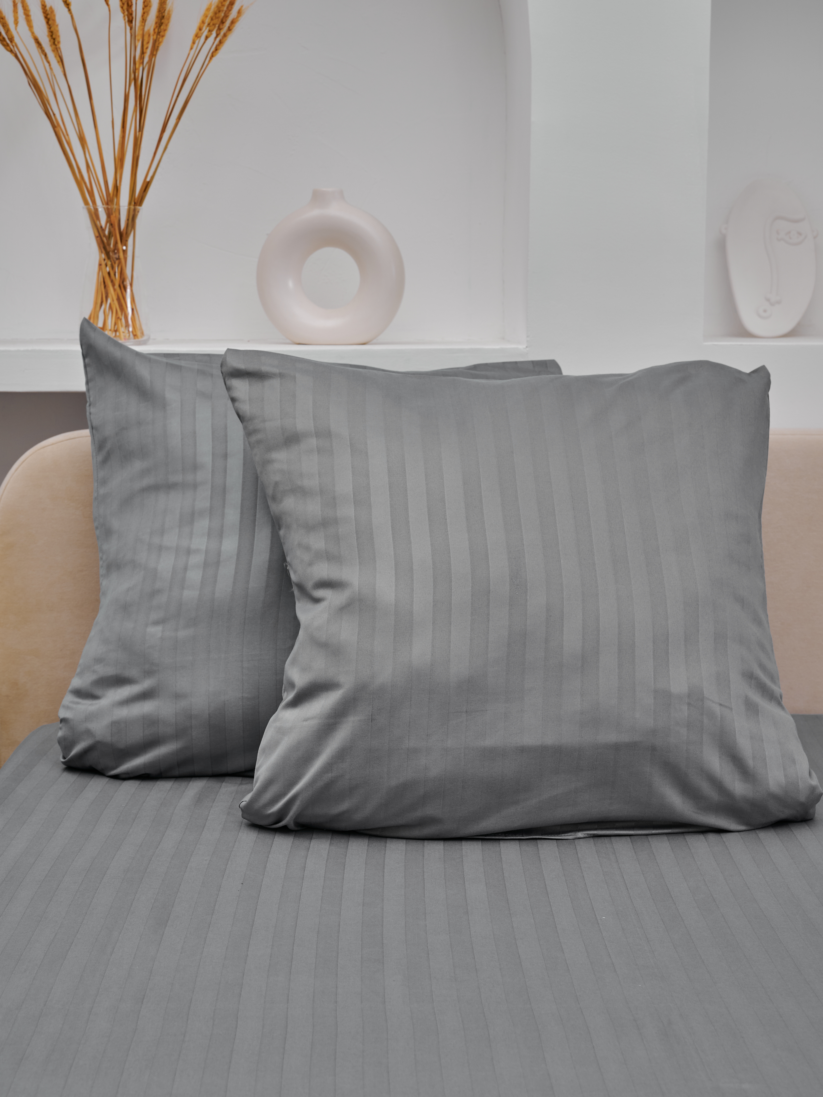 Комплект наволочек Микрофибра Страйп - Светлый серый