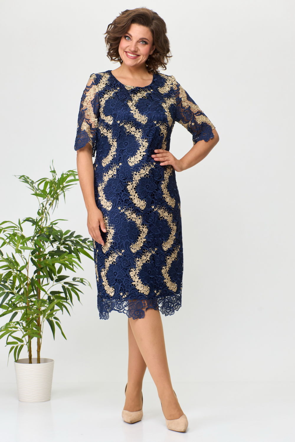 Платье Pocherk 1-001-Р сине-золотой