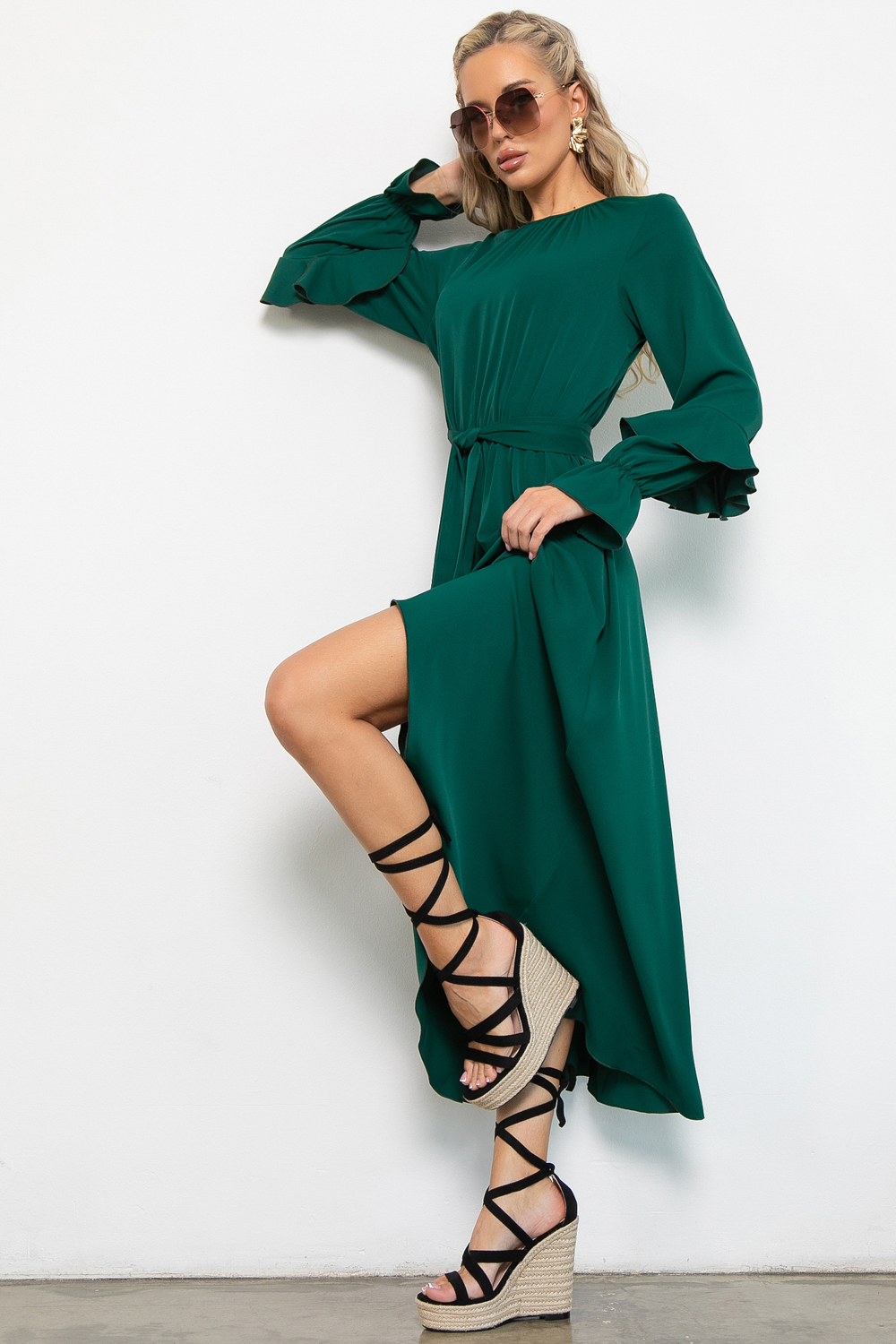 СТ. ЦЕНА 2150 руб//Платье Манящий аромат (изумрудный)