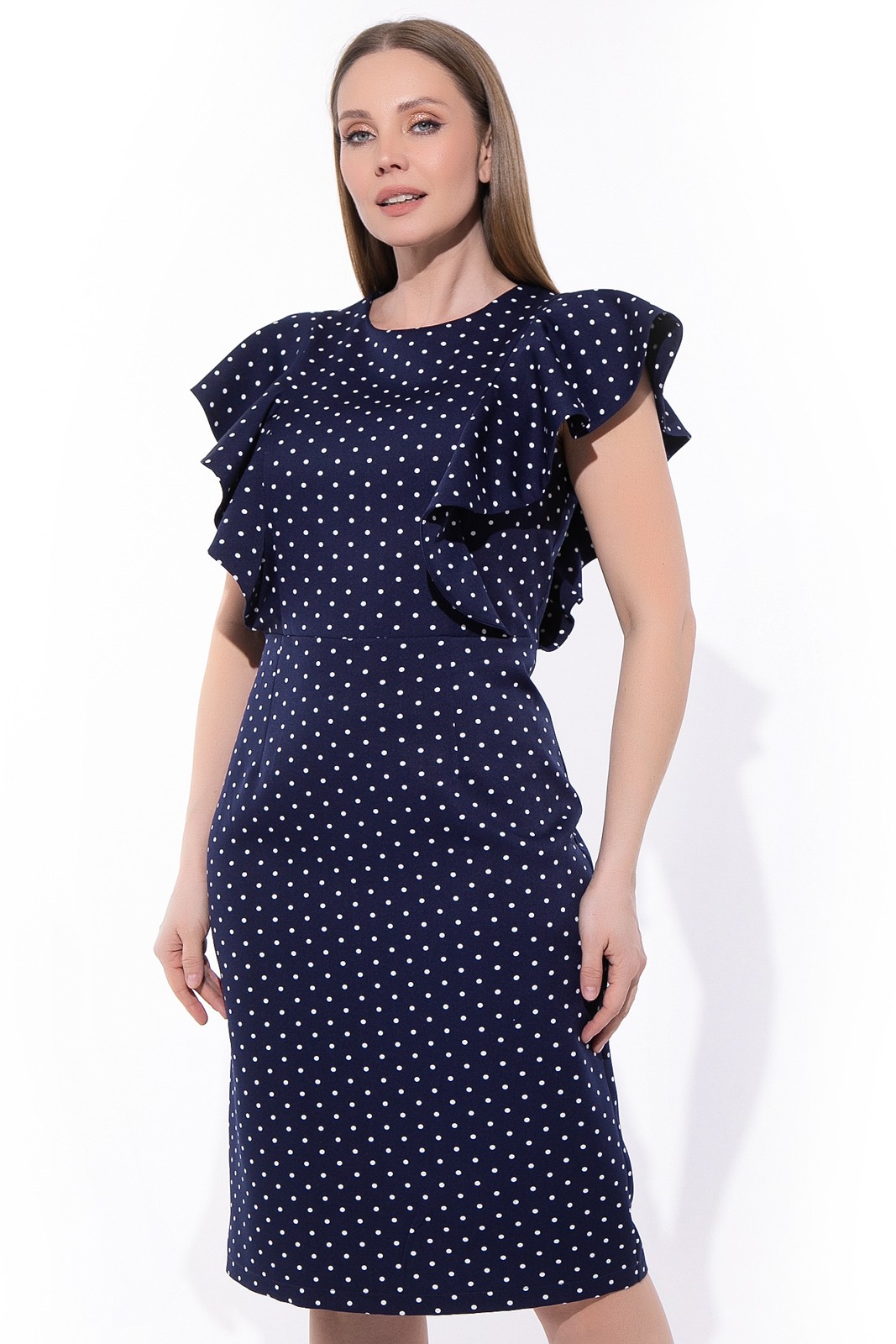 СТ. ЦЕНА 1700 руб//Платье Барселоника (горох/синий)