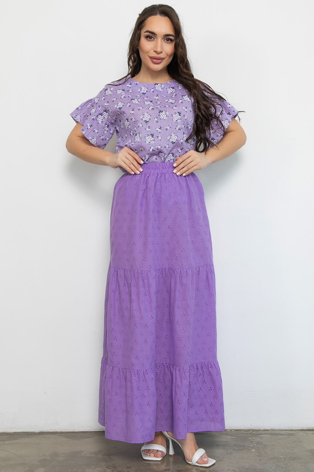 СТ. ЦЕНА 1340 руб//Юбка Муар (сирень)