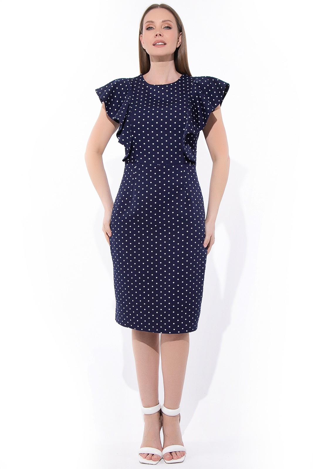 СТ. ЦЕНА 1700 руб//Платье Барселоника (горох/синий)