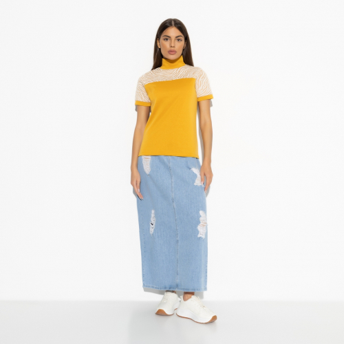 СТ.ЦЕНА 1190 руб//Водолазка комбинированная, С тобой вдвоём (fashion)