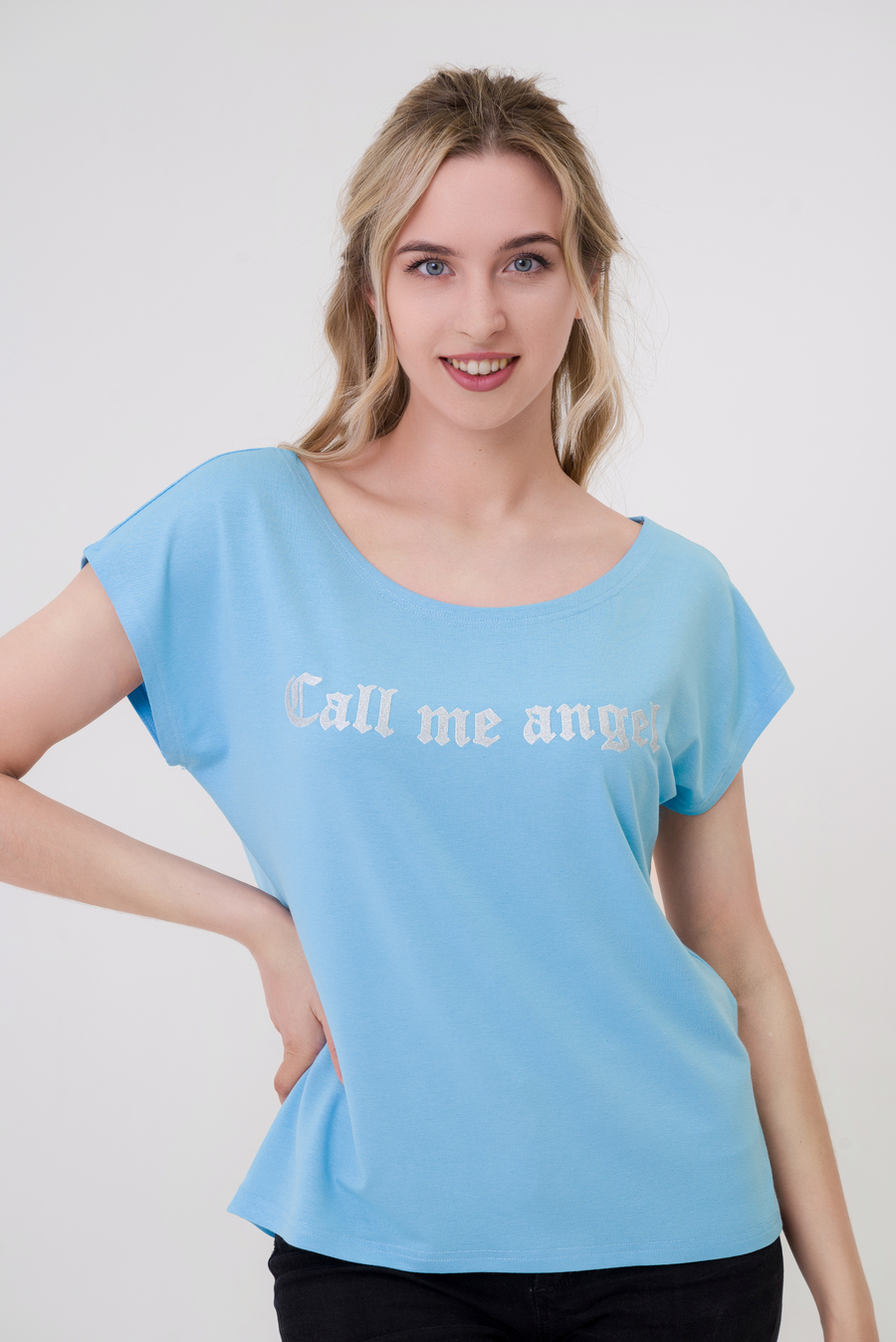 Футболка женская из вискозы Лирика бледно-голубой Call me angel