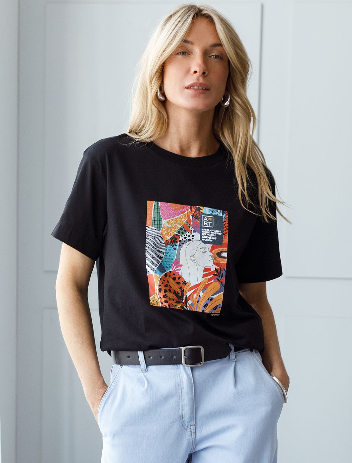 Футболка из премиального хлопка с авторским принтом D49.989 черный_art_poster