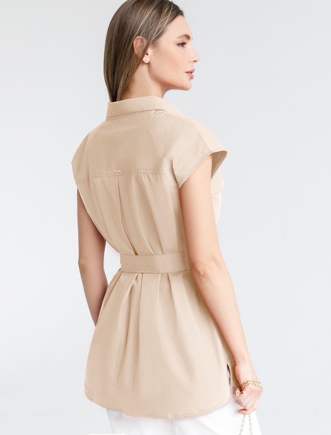 Блузка из легкого хлопкового поплина D29.247 светло-бежевый